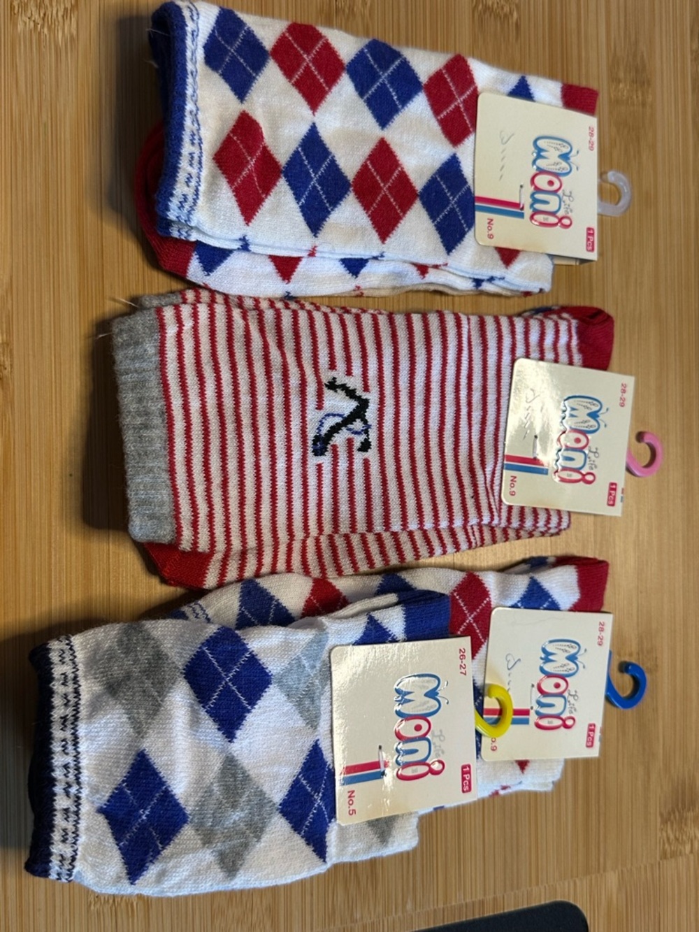 Men’s Red, Blue & White Patterned Socks - 4 Pack